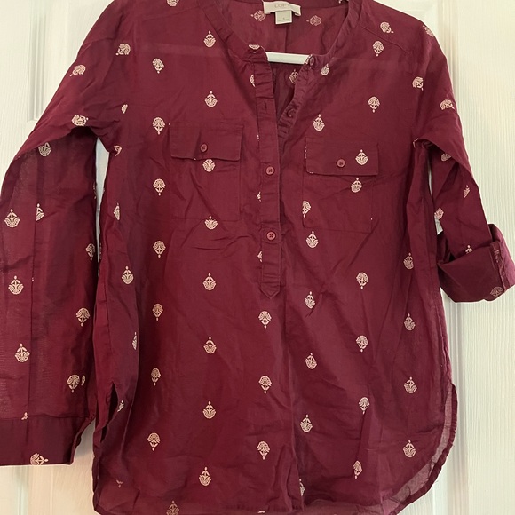 Loft/women’s blouse, maroon and beige, size S - Picture 6 of 6